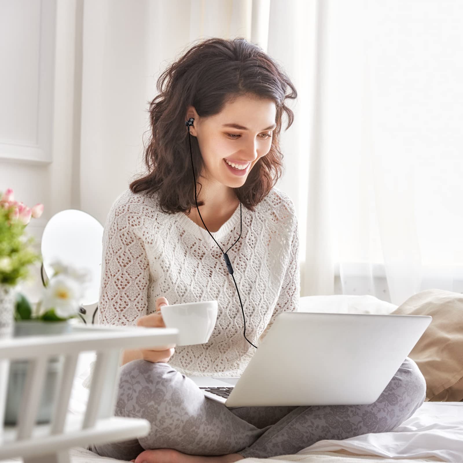 Empsun Empsun Wired Earbuds Headphones with Microphone Stereo Bass Noise Isolation Compatible with Smartphones Tablets iPod iPad MP3 Player Black - View 7 of 7