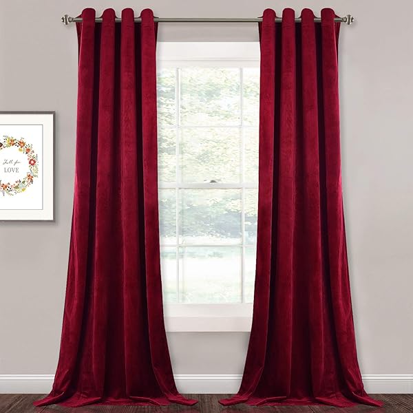 StangH StangH Red Velvet Curtains 90 Inches Christmas Home Decor Drapes for Bedroom Living Room Nursery Heavy Thick Backdrops 2 Panels