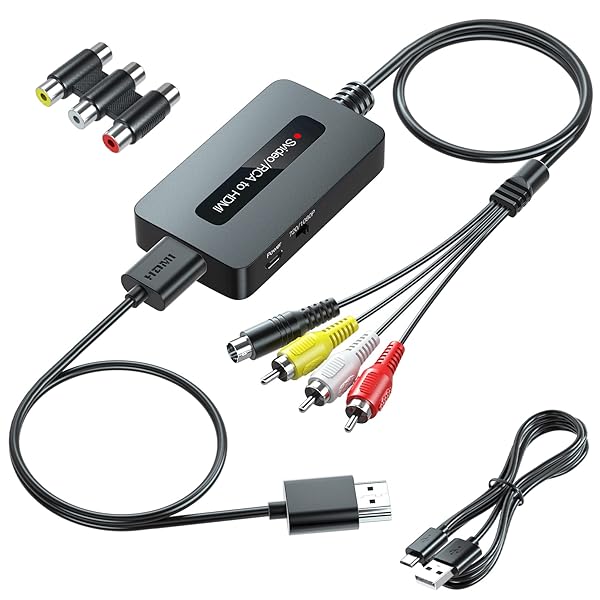 Sedytetoc RCA S-Video to HDMI Converter with Cable - CVBS Composite AV to HDMI Adapter