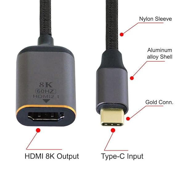 xiwai Xiwai USB4 USB-C to HDMI 2.0 Cable 8K 60Hz UHD 4K for Male Monitor Display - View 5 of 11