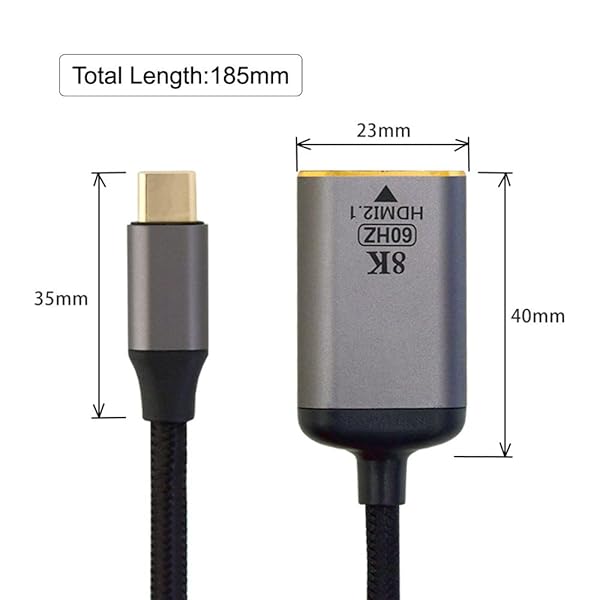 xiwai Xiwai USB4 USB-C to HDMI 2.0 Cable 8K 60Hz UHD 4K for Male Monitor Display - View 6 of 11