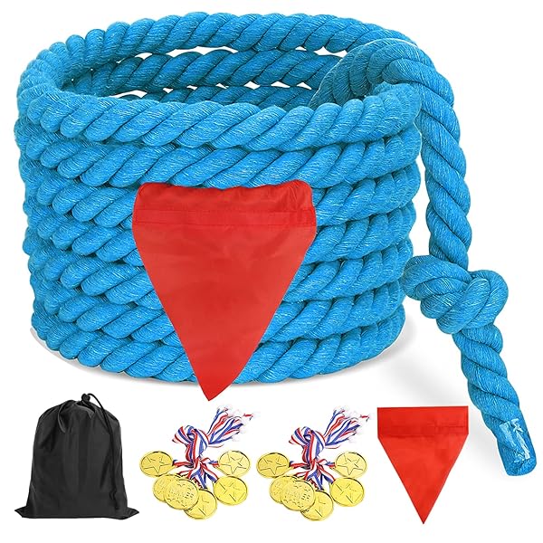 CWLAKON CWLAKON 60ft Tug of War Rope for Kids and Adults Perfect for Outdoor Games Family Reunions Yard Picnics Team Building Activities Blue