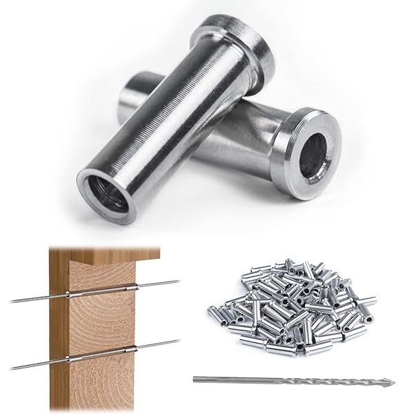 Muzata "Muzata 150 Pack T316 Stainless Steel Cable Railing Kit for Wood Posts - 1/8" Deck System Hardware"