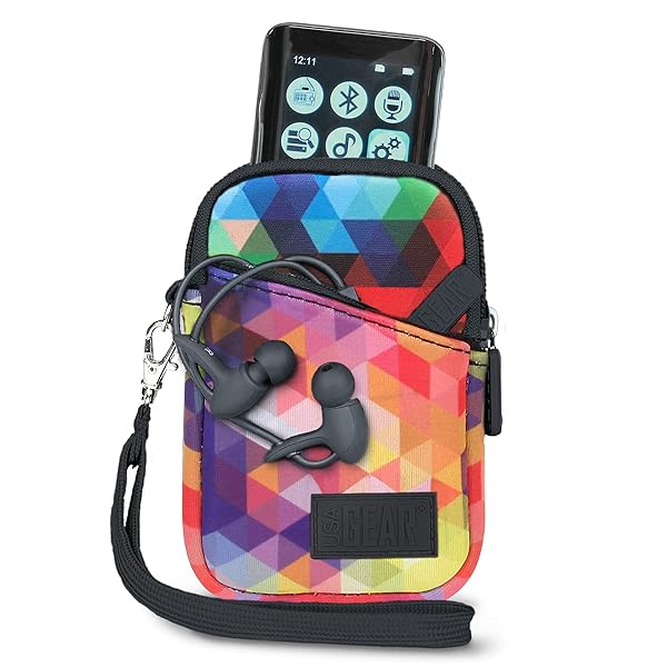 USA Gear USA Gear MP3 Player Case for iPod Nano & More - Fits Earbuds, Cables, Memory Card - Geometric Design with Wrist Strap & Belt Loop - View 3 of 10