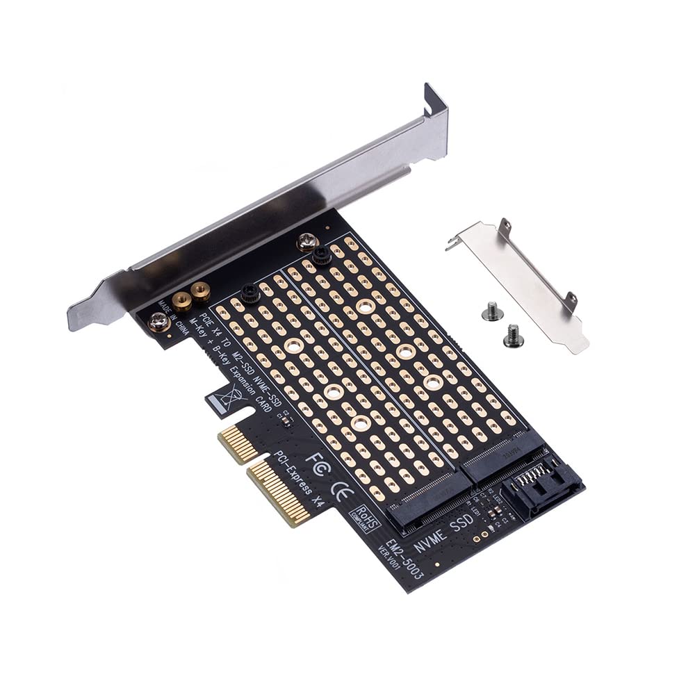 Acxico M.2 NGFF to Desktop PCIe Adapter Card for NVMe SATA Dual SSD x4 x8 x16 High Speed Performance