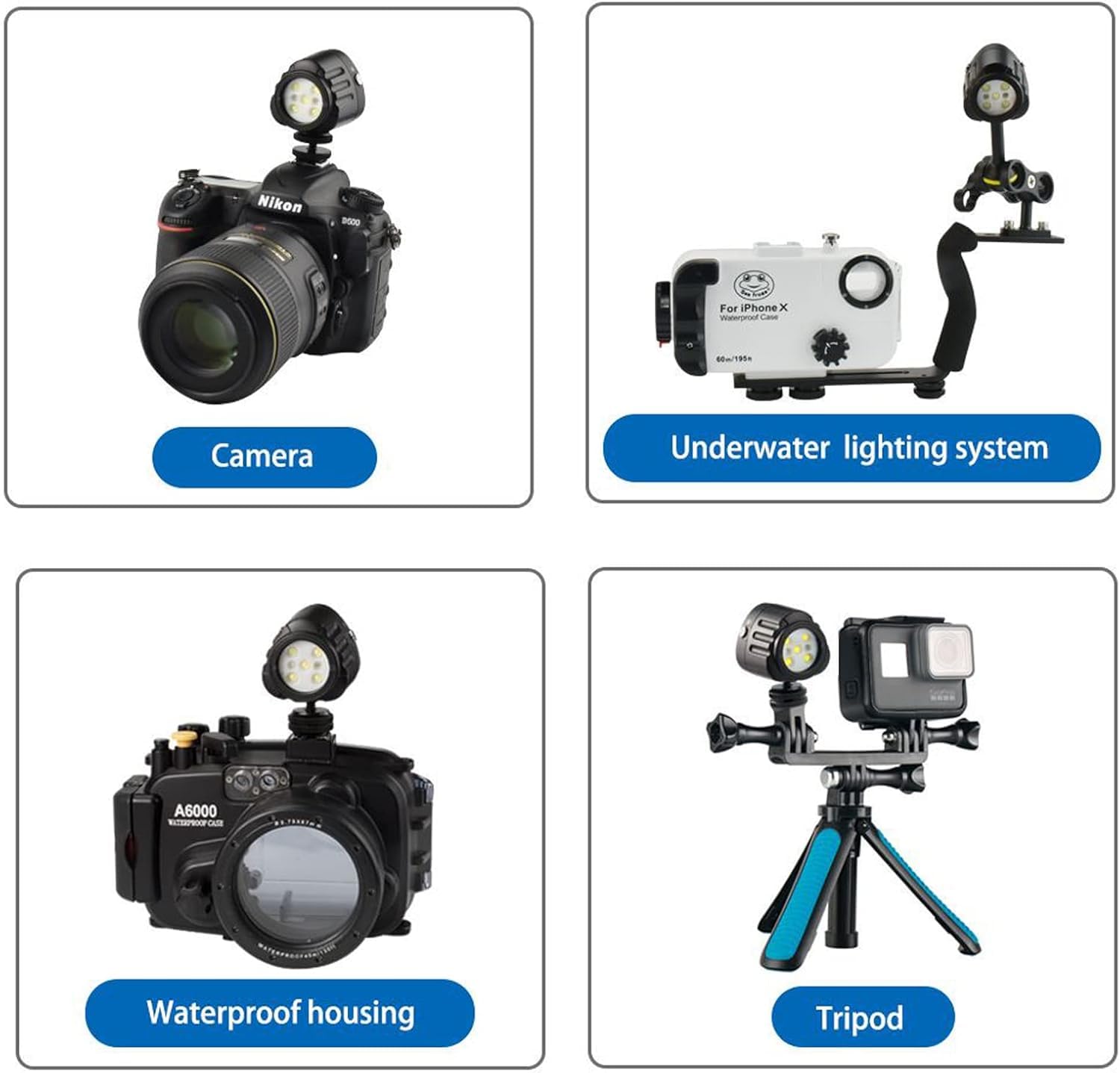 Starbea Seafrogs Diving LED Video Light Waterproof 130FT for Underwater Photography with Cold Shoe Adapter for GoPro Sony Nikon Camera SL-18 - View 4 of 9