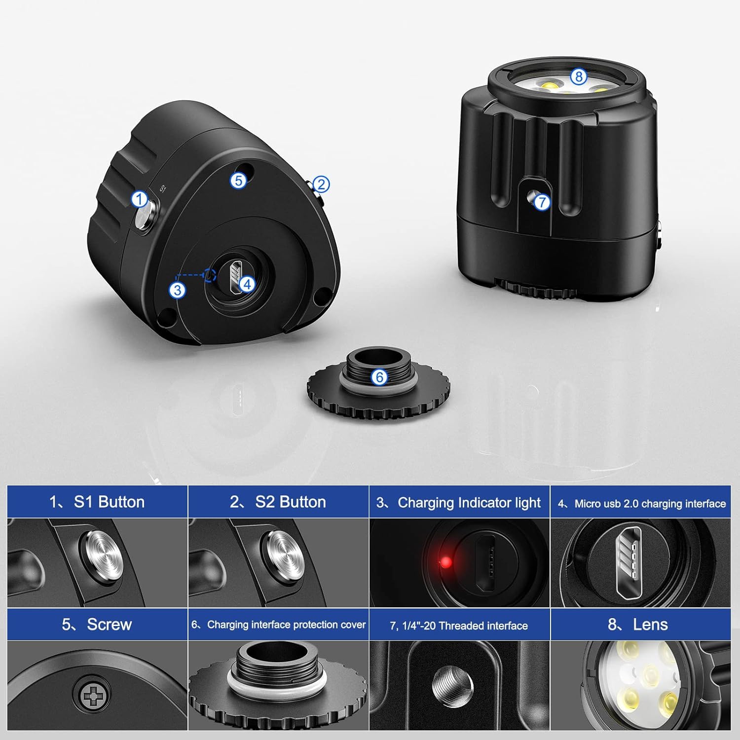 Starbea Seafrogs Diving LED Video Light Waterproof 130FT for Underwater Photography with Cold Shoe Adapter for GoPro Sony Nikon Camera SL-18 - View 5 of 9