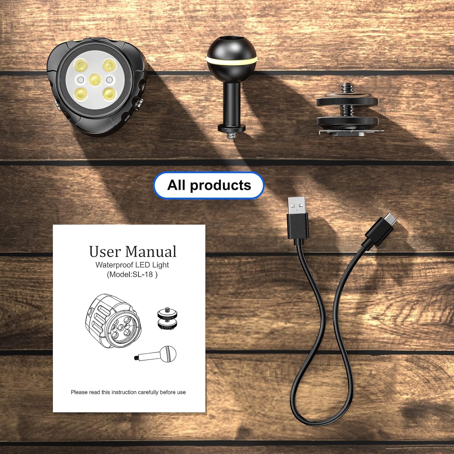 Starbea Seafrogs Diving LED Video Light Waterproof 130FT for Underwater Photography with Cold Shoe Adapter for GoPro Sony Nikon Camera SL-18 - View 6 of 9