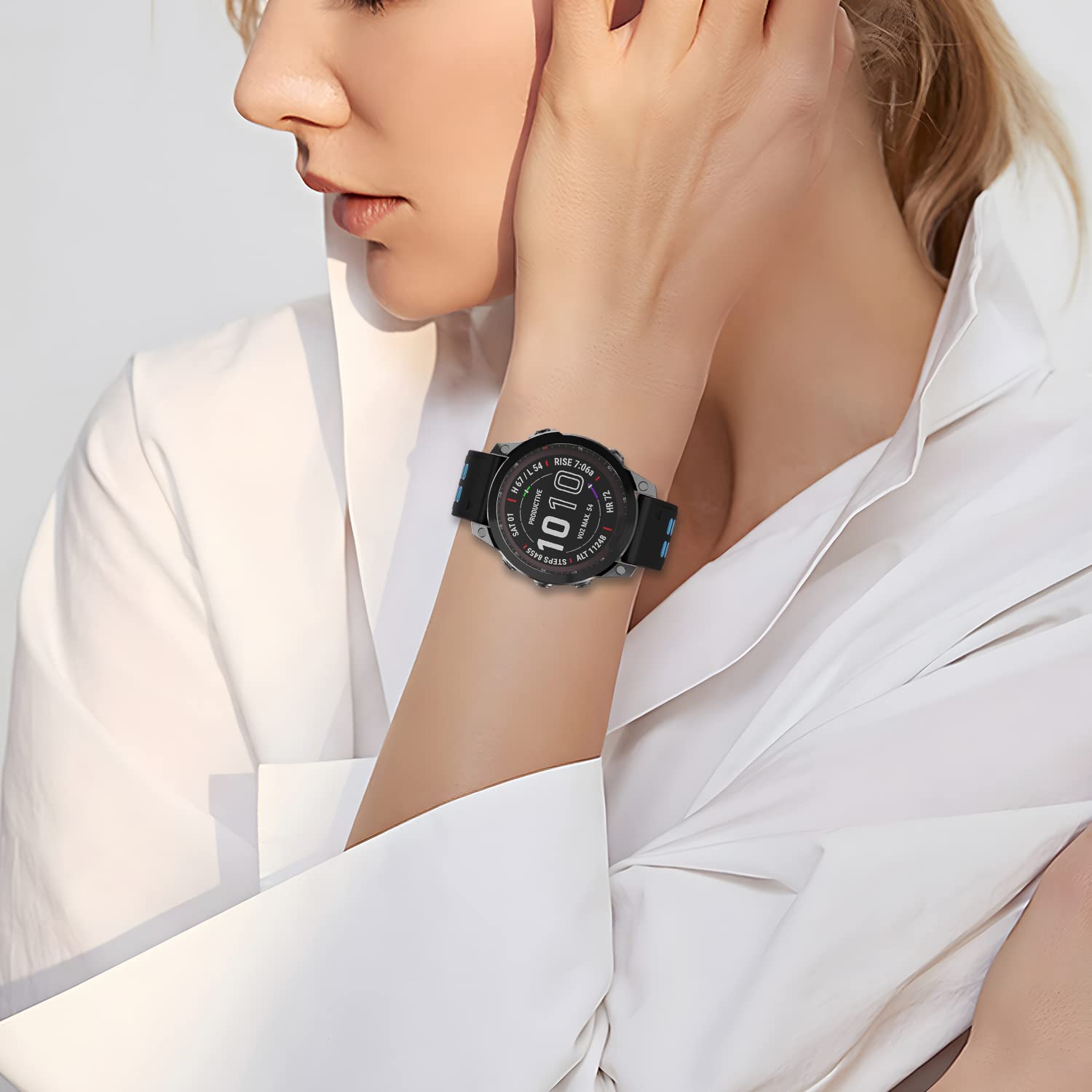 OVERSTEP OVERSTEP Garmin Fenix 7X Bands 26mm Quick Release Silicone Strap for Fenix 6X 5X 3 Smartwatch Army Green Black - View 6 of 9