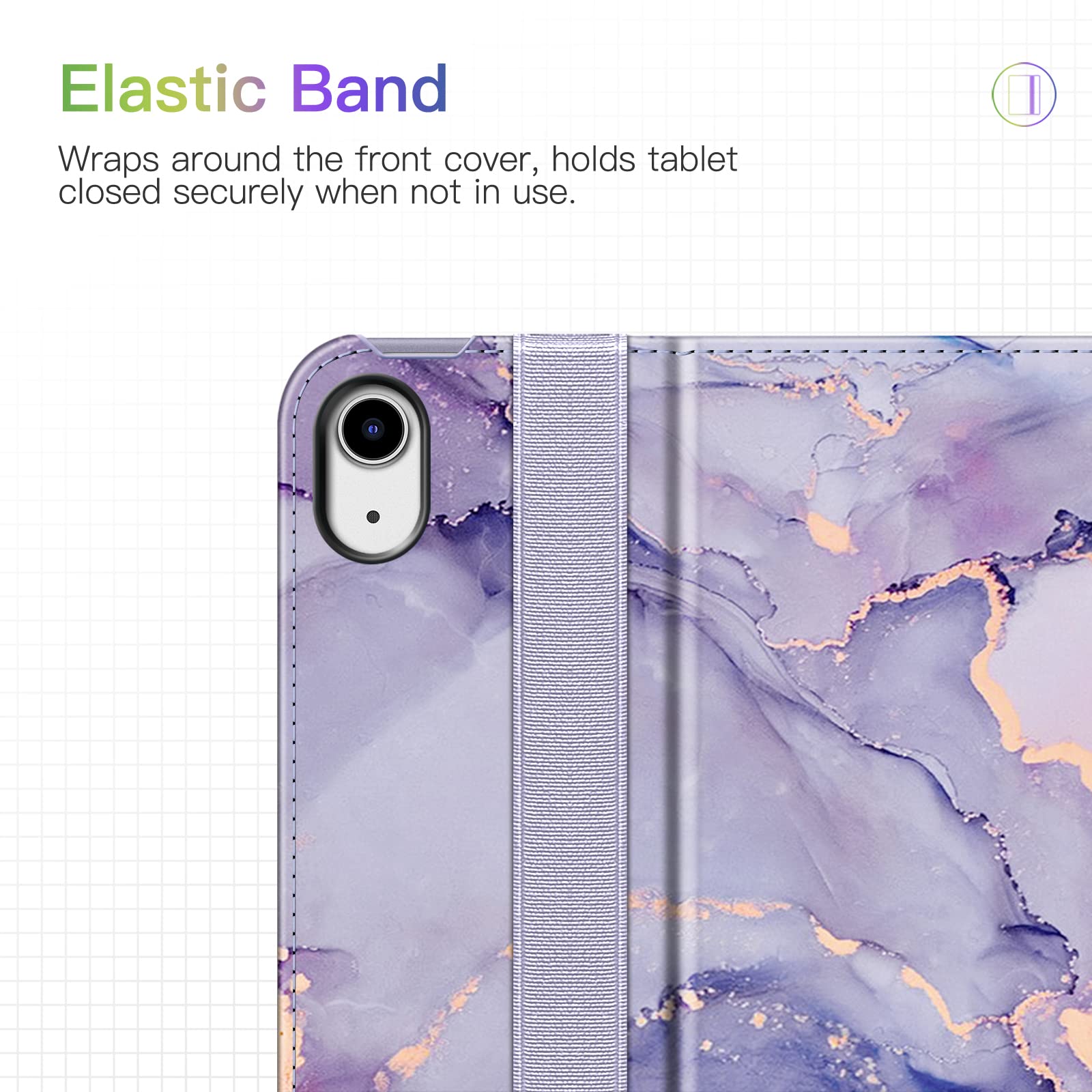 Fintie Lilac Marble Case for iPad Air 11 inch M3 M2 5th 4th Generation 10.9 Inch Multi Angle Viewing Protective Cover with Pencil Holder - View 7 of 9