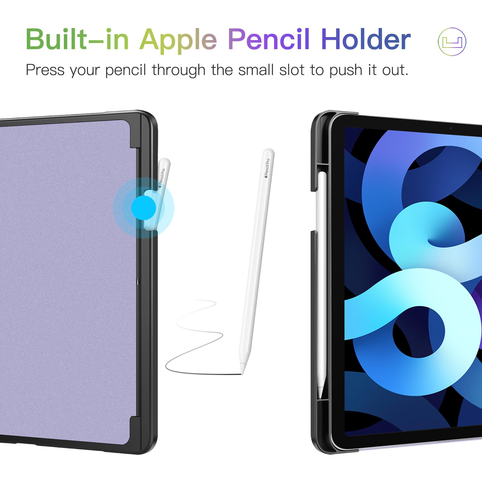 Fintie Lilac Marble Case for iPad Air 11 inch M3 M2 5th 4th Generation 10.9 Inch Multi Angle Viewing Protective Cover with Pencil Holder - View 9 of 9