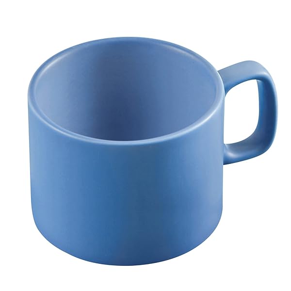 VOBAGA VOBAGA 11 oz Coffee Mug - Light Blue Flat-Bottom Tea Cup for Home & Office Warming