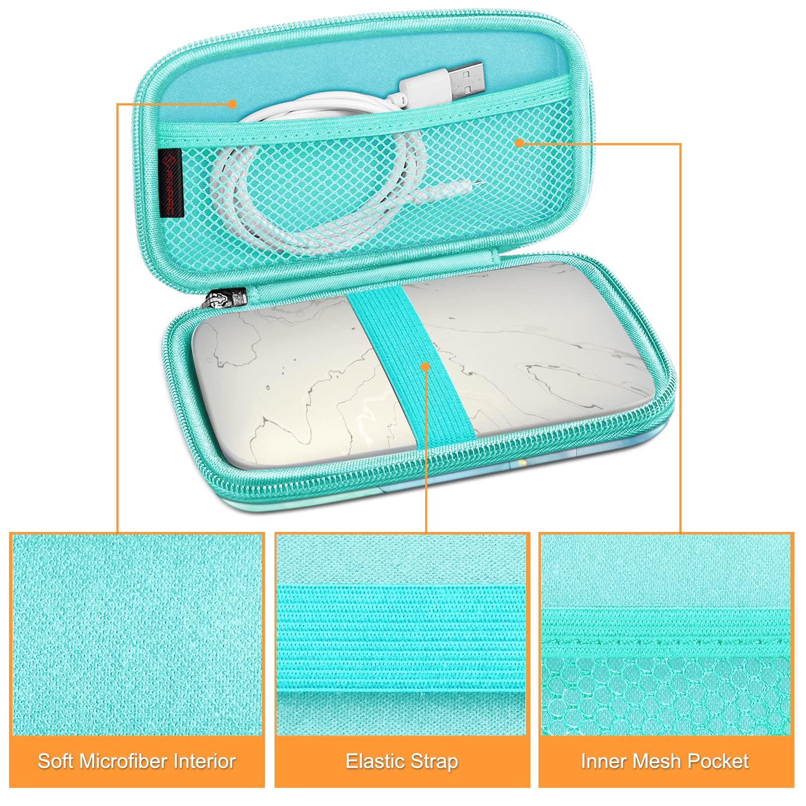Fintie Shockproof Hard Shell Case for Fujifilm Instax Mini Link 3 HP Sprocket Select Canon Ivy CLIQ 2 Instant Camera Printer Emerald Marble - View 3 of 9