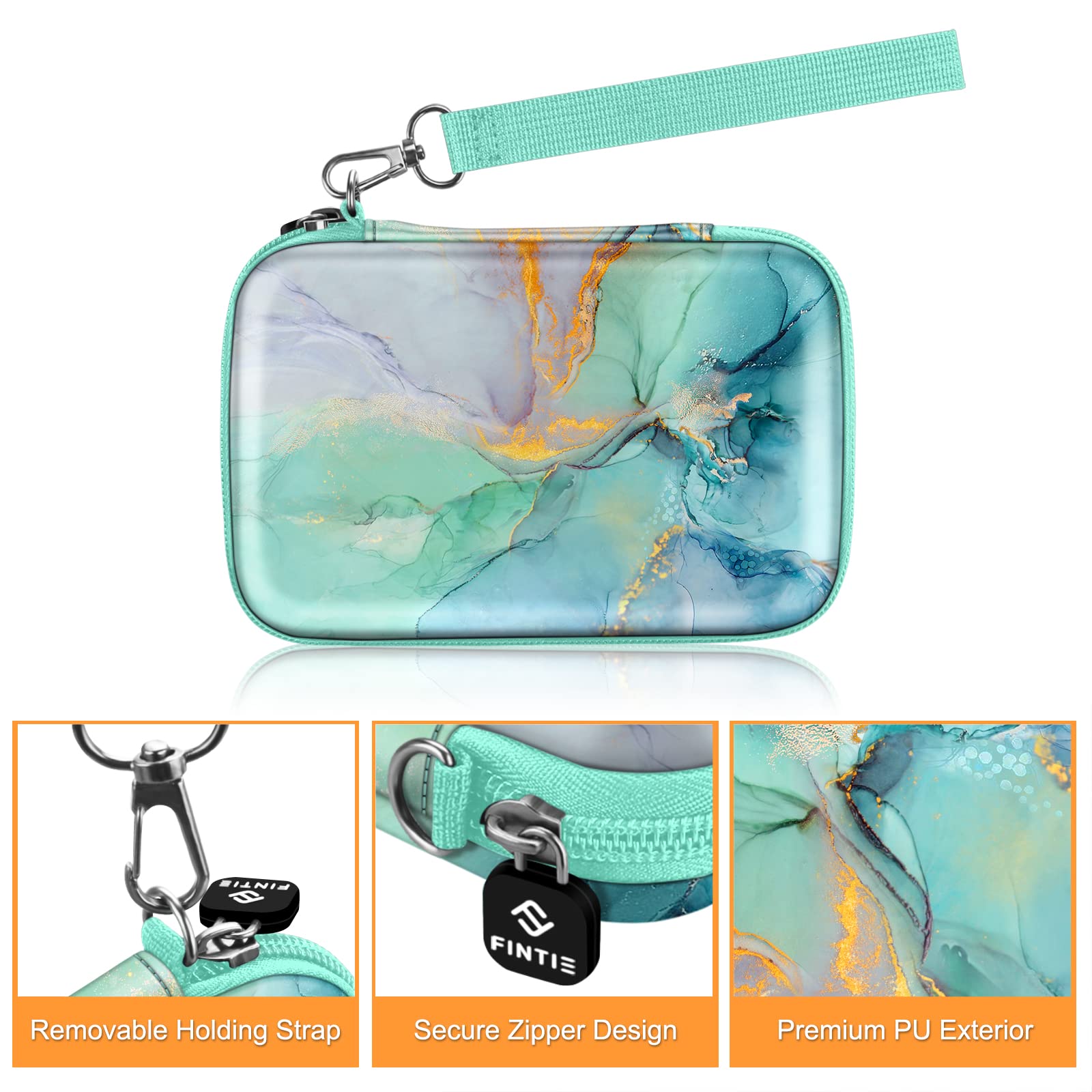 Fintie Shockproof Hard Shell Case for Fujifilm Instax Mini Link 3 HP Sprocket Select Canon Ivy CLIQ 2 Instant Camera Printer Emerald Marble - View 4 of 9
