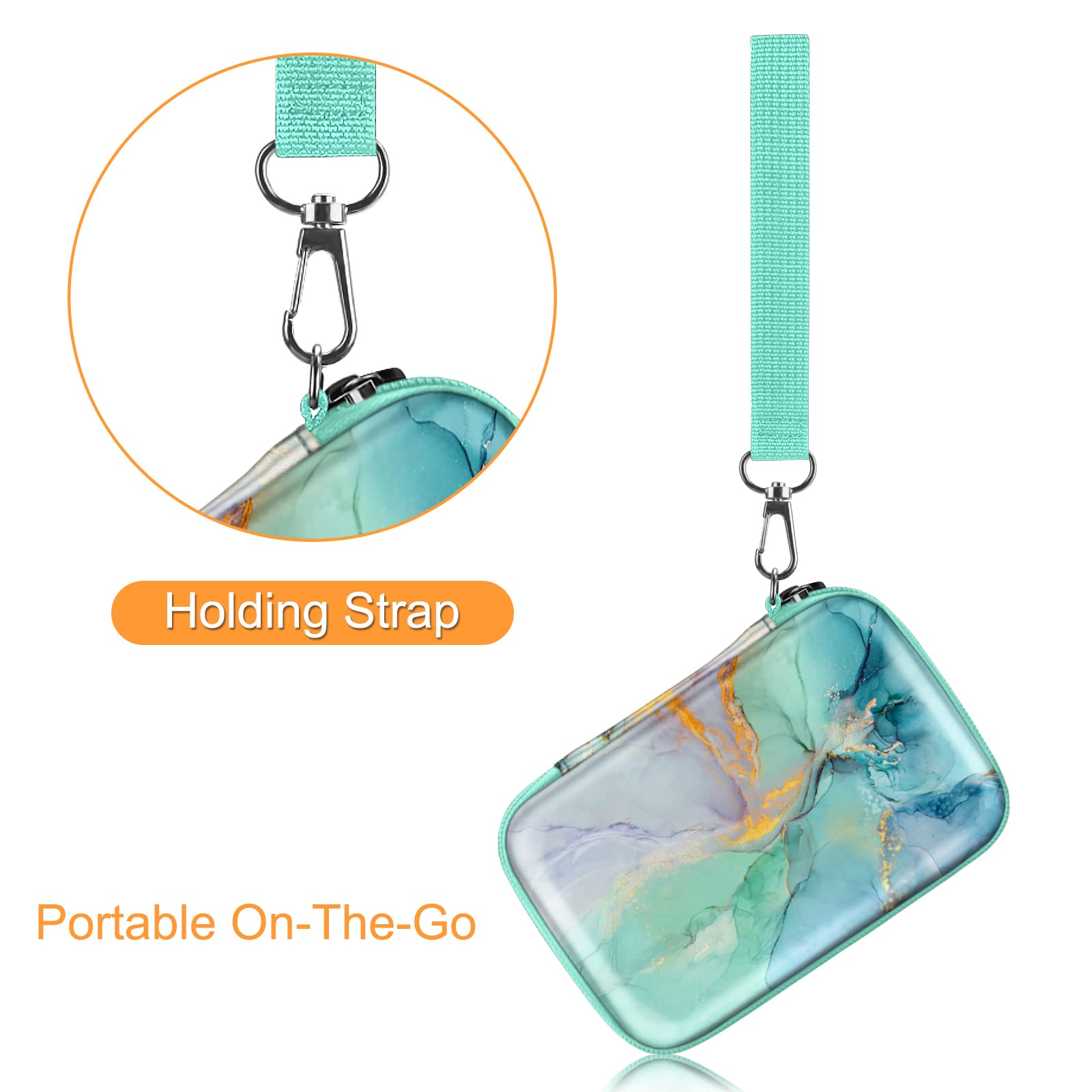 Fintie Shockproof Hard Shell Case for Fujifilm Instax Mini Link 3 HP Sprocket Select Canon Ivy CLIQ 2 Instant Camera Printer Emerald Marble - View 5 of 9