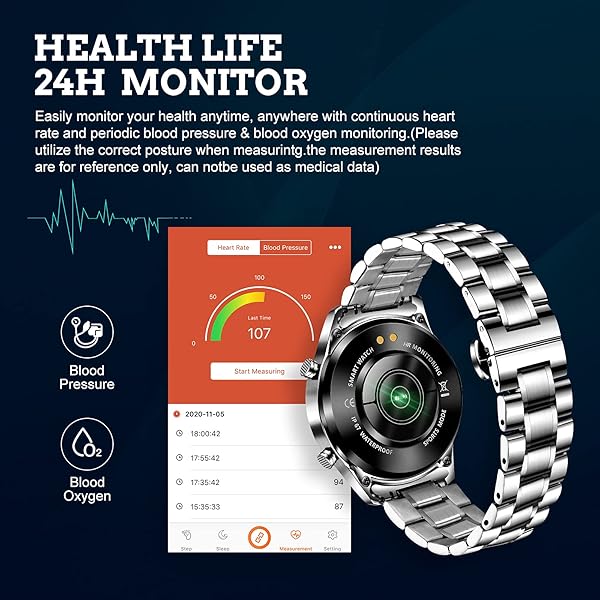 FILIEKEU FILIEKEU Men Smart Watch Bluetooth Calls Heart Rate Monitor Fitness Tracker 1.3 Inch Touch Screen IP67 Waterproof Stainless Steel - View 7 of 9