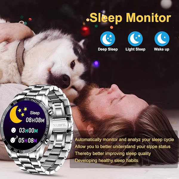 FILIEKEU FILIEKEU Men Smart Watch Bluetooth Calls Heart Rate Monitor Fitness Tracker 1.3 Inch Touch Screen IP67 Waterproof Stainless Steel - View 8 of 9