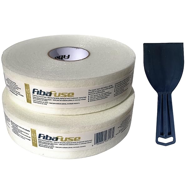 Generic FibaFuse FDW8201-U 2-Pack: 2-1/16-Inch Paperless Drywall Tape & Black Putty Knife - Perfect for Seamless Repairs!
