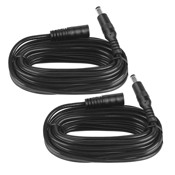 Security-01 5M 16FT DC Power Extension Cable 5.5mm x 2.1mm for CCTV, IP Cameras & LED Strips - Pack of 2