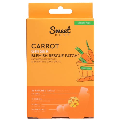 Sweet Chef Sweet Chef Carrot Ginger Blemish Patches - Hydrocolloid Spot Treatment for Acne (36 Patches, 4 Shapes)