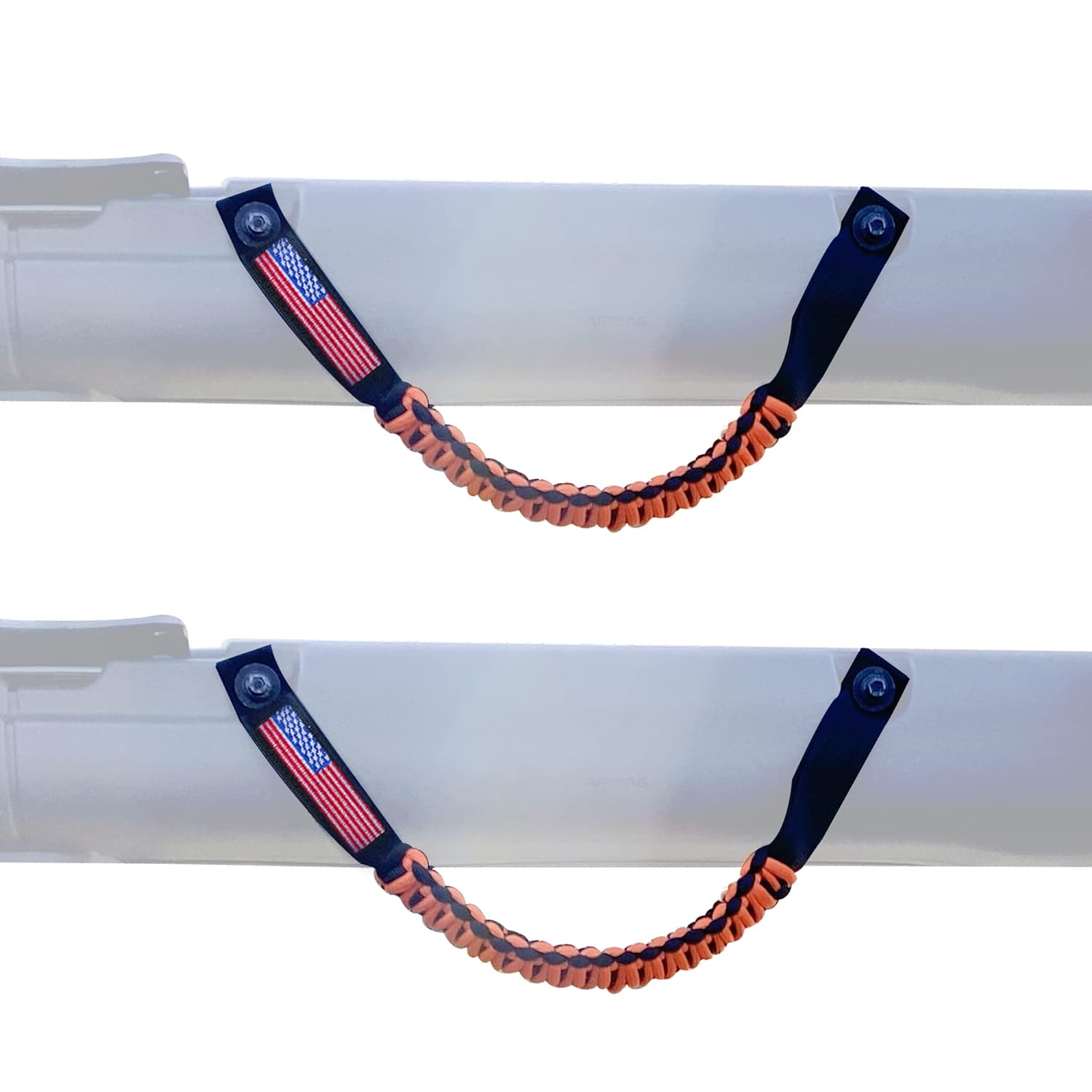 BESTAOO BESTAOO Roll Bar Grab Handles Paracord Grip for Ford Bronco Accessories 2021 Plus USA Flag Design 2 Pack Orange - View 5 of 9