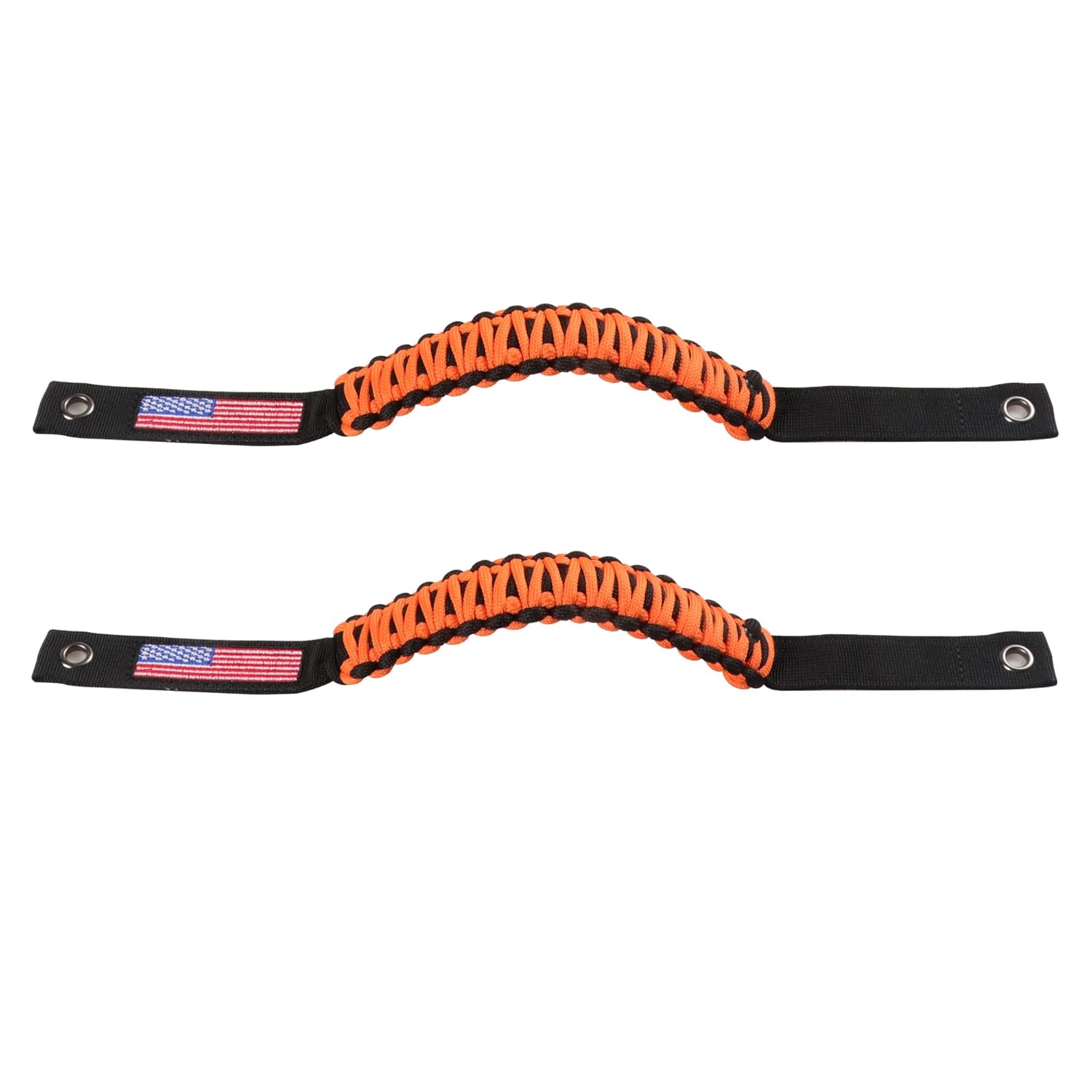 BESTAOO BESTAOO Roll Bar Grab Handles Paracord Grip for Ford Bronco Accessories 2021 Plus USA Flag Design 2 Pack Orange