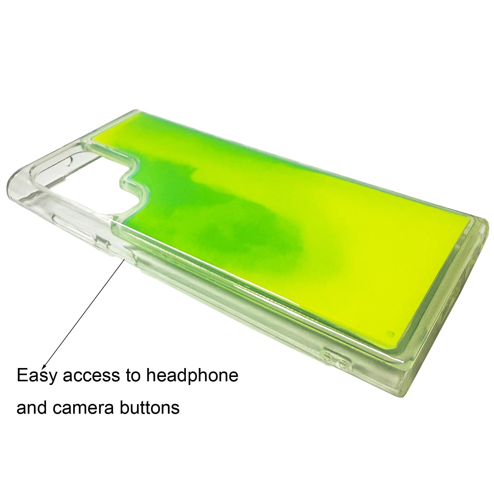 Yatchen Yatchen Liquid Fluorescent Case for Samsung Galaxy S22 Ultra Soft TPU Luminous Shockproof Clear Back Cover Green - View 5 of 7