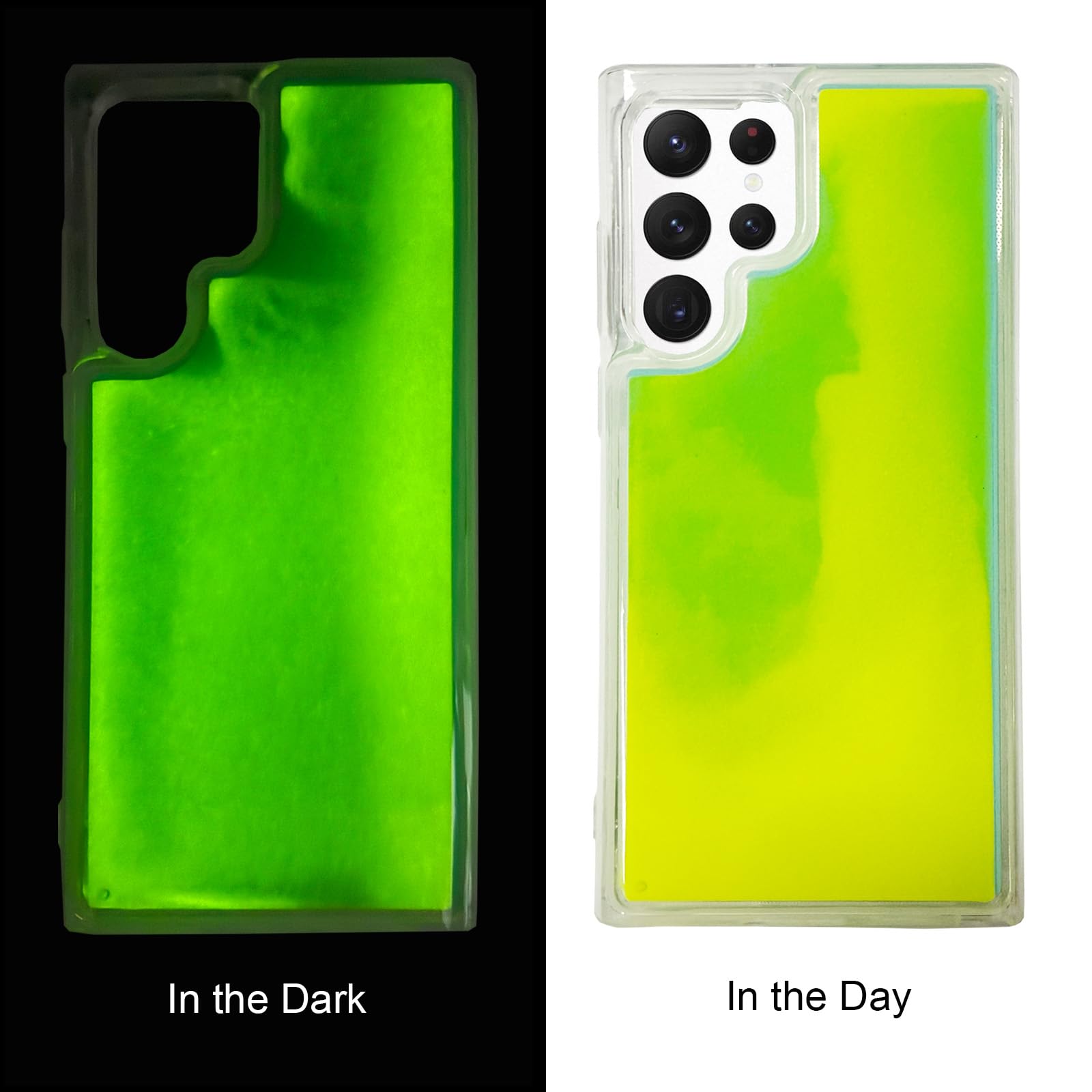 Yatchen Yatchen Liquid Fluorescent Case for Samsung Galaxy S22 Ultra Soft TPU Luminous Shockproof Clear Back Cover Green - View 6 of 7