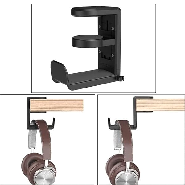 YTYKINOY YTYKINOY Black 360 Degree Rotation Adjustable Headphone Stand Headset Hanger PC Gaming Headset Headphone Hook Holder Hanger Mount - View 4 of 8