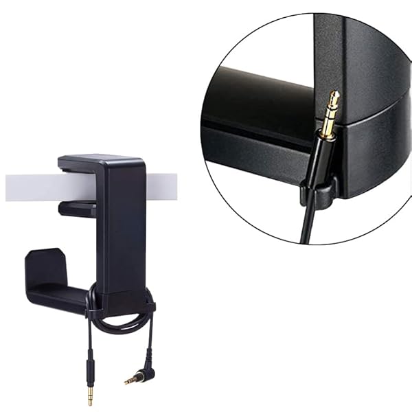 YTYKINOY YTYKINOY Black 360 Degree Rotation Adjustable Headphone Stand Headset Hanger PC Gaming Headset Headphone Hook Holder Hanger Mount - View 6 of 8