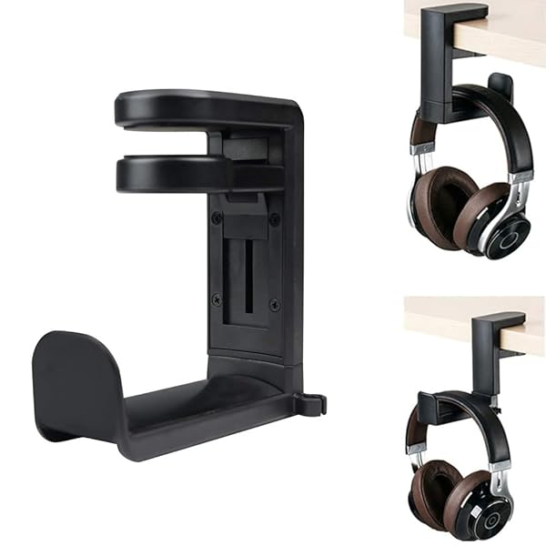YTYKINOY YTYKINOY Black 360 Degree Rotation Adjustable Headphone Stand Headset Hanger PC Gaming Headset Headphone Hook Holder Hanger Mount - View 3 of 8