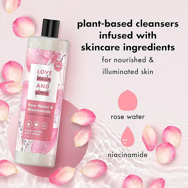 Love Beauty And Planet Love Beauty and Planet Plant-Based Body Wash: Nourish Skin with Rose Water & Niacinamide - 100% Biodegradable 20 fl oz - View 6 of 11
