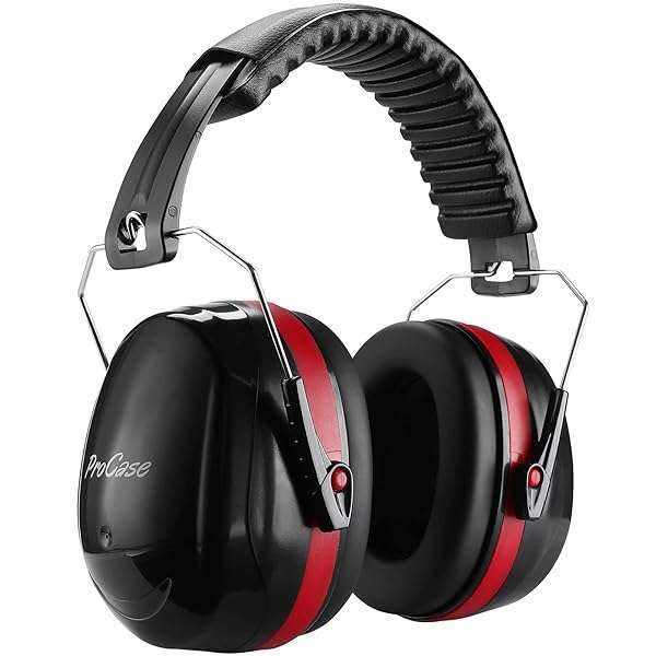 ProCase ProCase Noise Cancelling Earmuffs for Adults - NRR 32 dB Hearing Protection for Shooting, Mowing & Autism - Adjustable Red Headphones