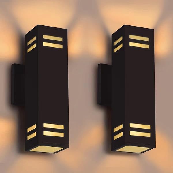 iYogaled iYogaled Up Down Outdoor Wall Lights 2 Pack Modern Brown Exterior Light Fixture for Porch and Front Door IP65 Aluminum Design