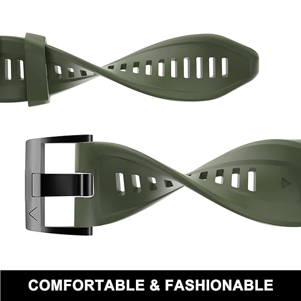 OVERSTEP OVERSTEP Fenix 7 Watch Band Soft Silicone 22mm Strap for Garmin Fenix 5 5 Plus 6 6 Pro Military Green - View 6 of 9
