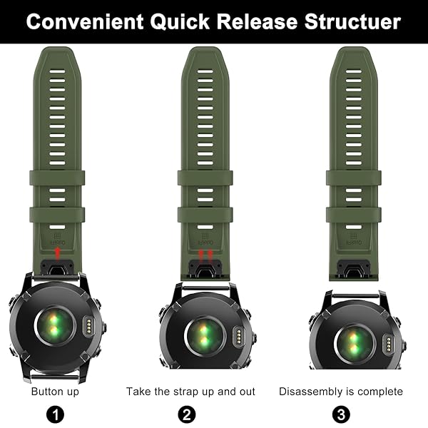 OVERSTEP OVERSTEP Fenix 7 Watch Band Soft Silicone 22mm Strap for Garmin Fenix 5 5 Plus 6 6 Pro Military Green - View 7 of 9