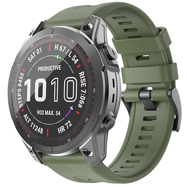 OVERSTEP OVERSTEP Fenix 7 Watch Band Soft Silicone 22mm Strap for Garmin Fenix 5 5 Plus 6 6 Pro Military Green - View 2 of 9