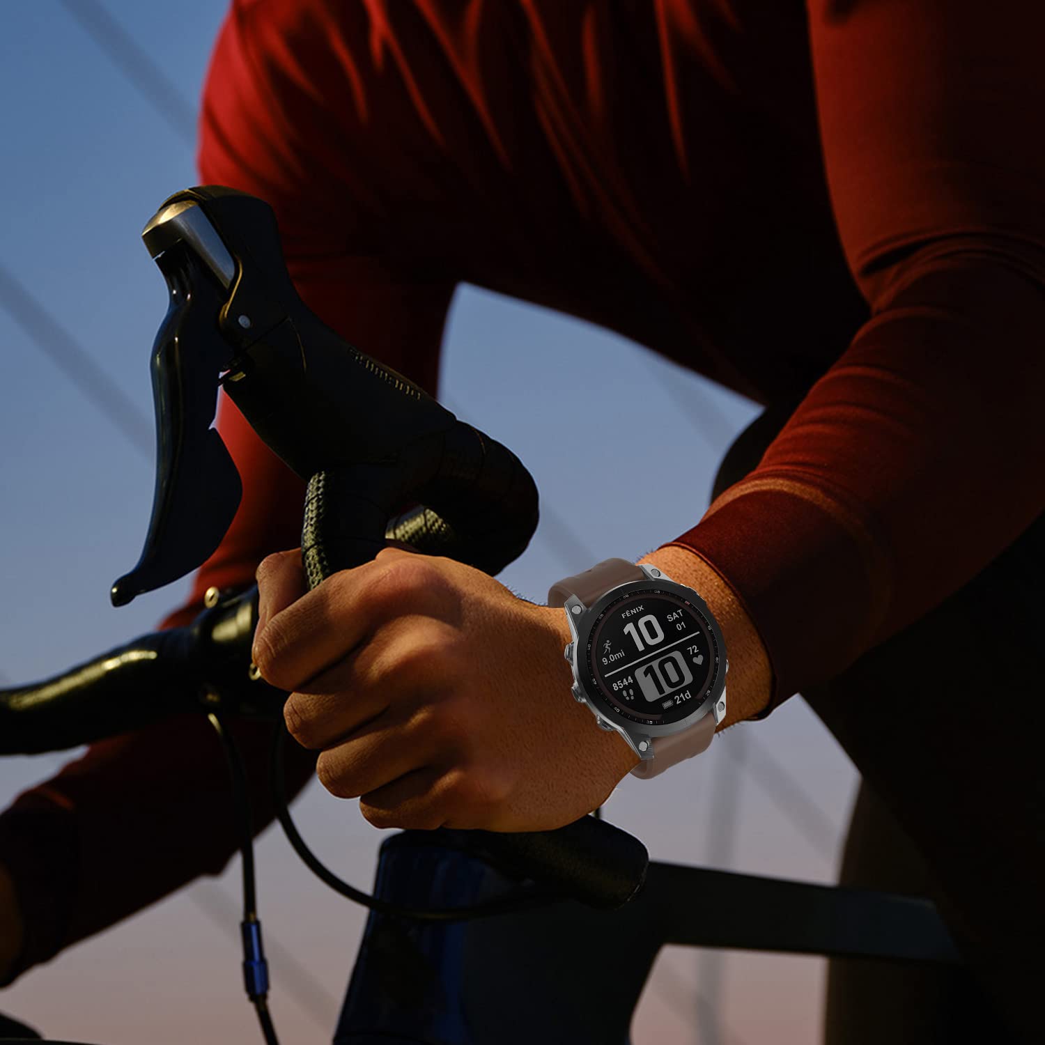 OVERSTEP OVERSTEP Fenix 7X Band Soft Silicone 26mm Strap for Garmin Fenix 5X 5X Plus 6X 6X Pro Smartwatch Brown - View 7 of 7