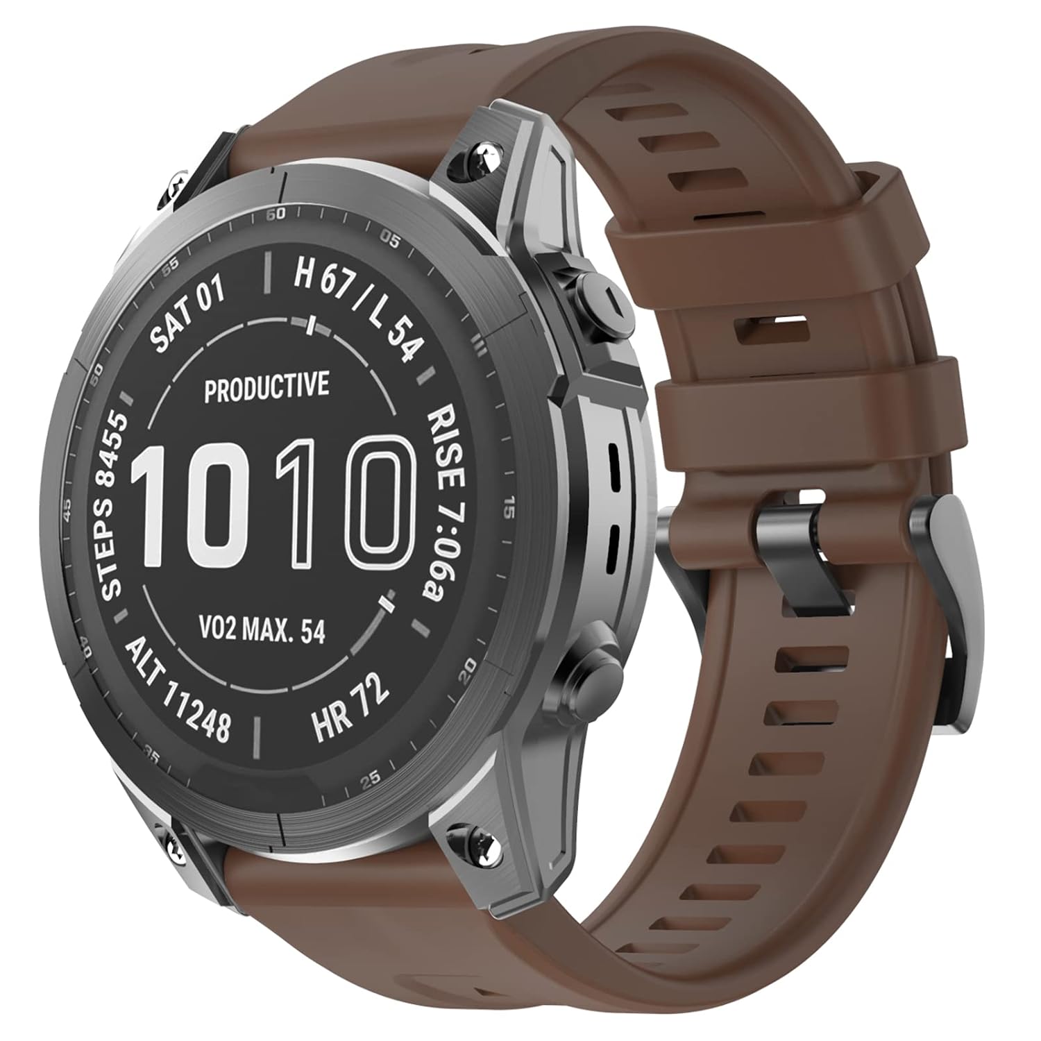 OVERSTEP Fenix 7X Band Soft Silicone 26mm Strap for Garmin Fenix 5X 5X Plus 6X 6X Pro Smartwatch Brown
