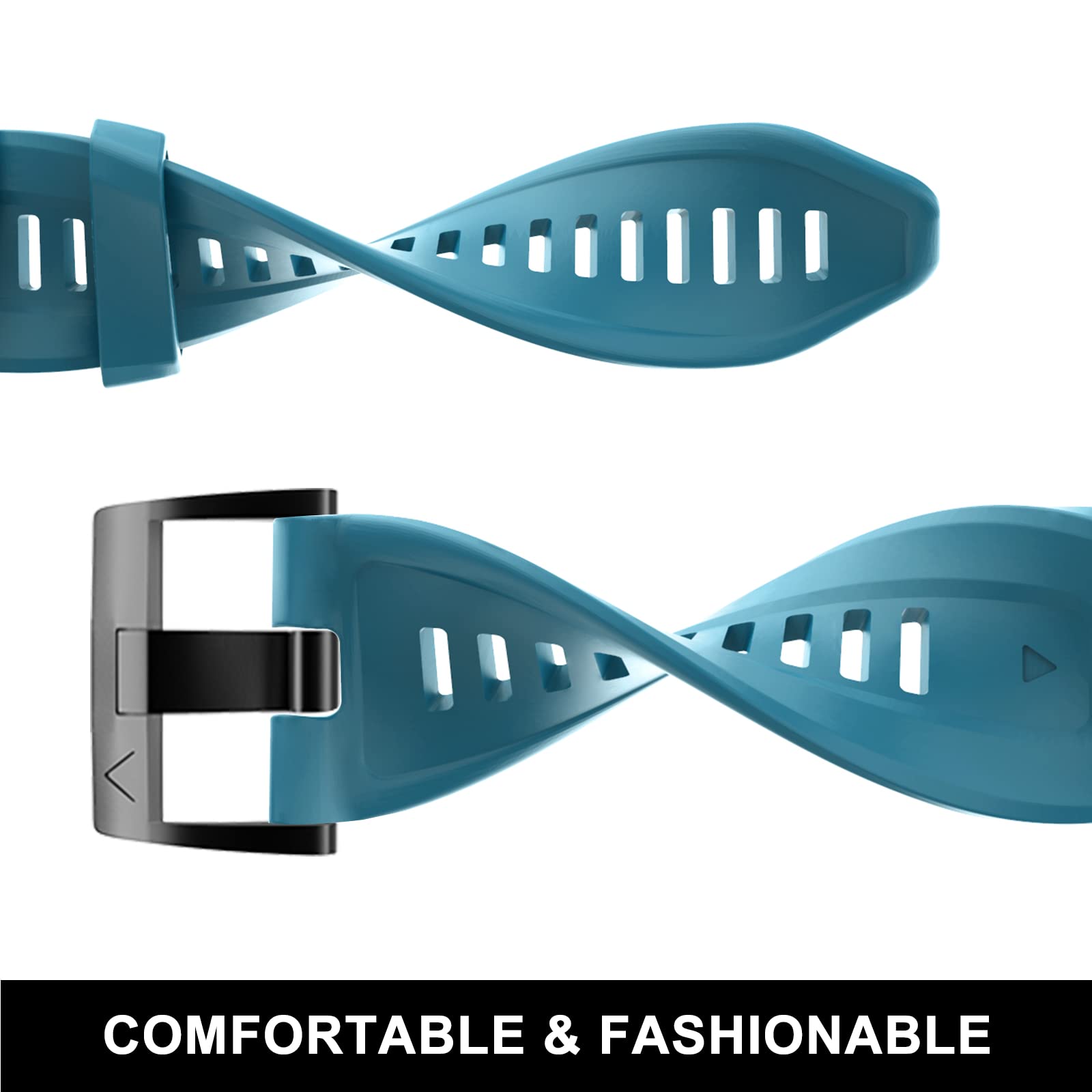 OVERSTEP OVERSTEP Fenix 7X Band Soft Silicone 26mm Strap for Garmin Fenix 5X 5X Plus 6X 6X Pro Smartwatch Sky Blue - View 4 of 7