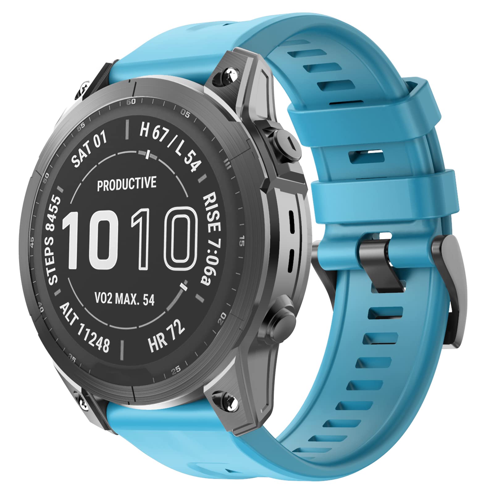 OVERSTEP Fenix 7X Band Soft Silicone 26mm Strap for Garmin Fenix 5X 5X Plus 6X 6X Pro Smartwatch Sky Blue