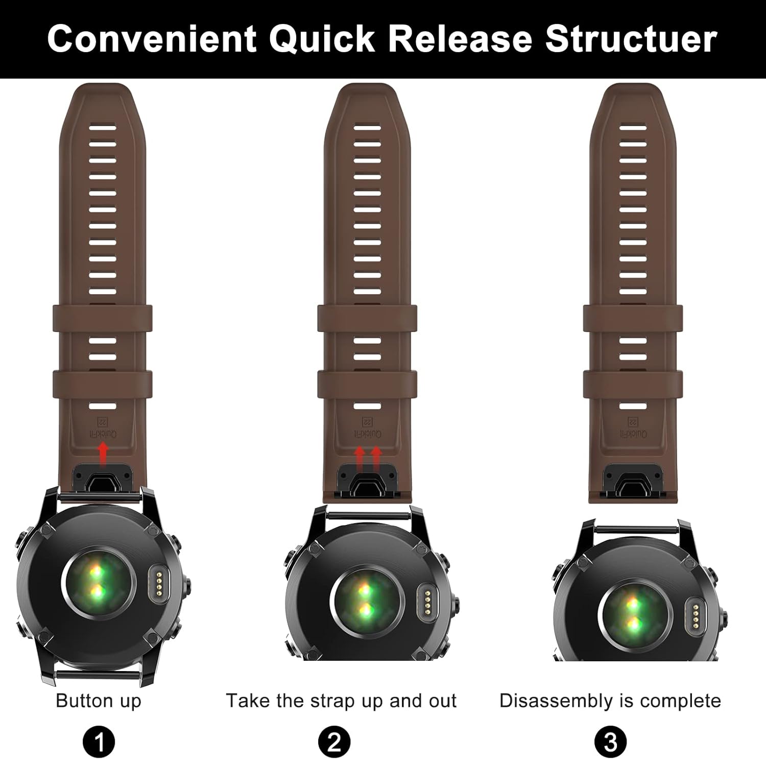 OVERSTEP OVERSTEP Fenix 7 Watch Band Soft Silicone 22mm Strap for Garmin Fenix 5 5 Plus 6 6 Pro Smartwatch Brown - View 5 of 9