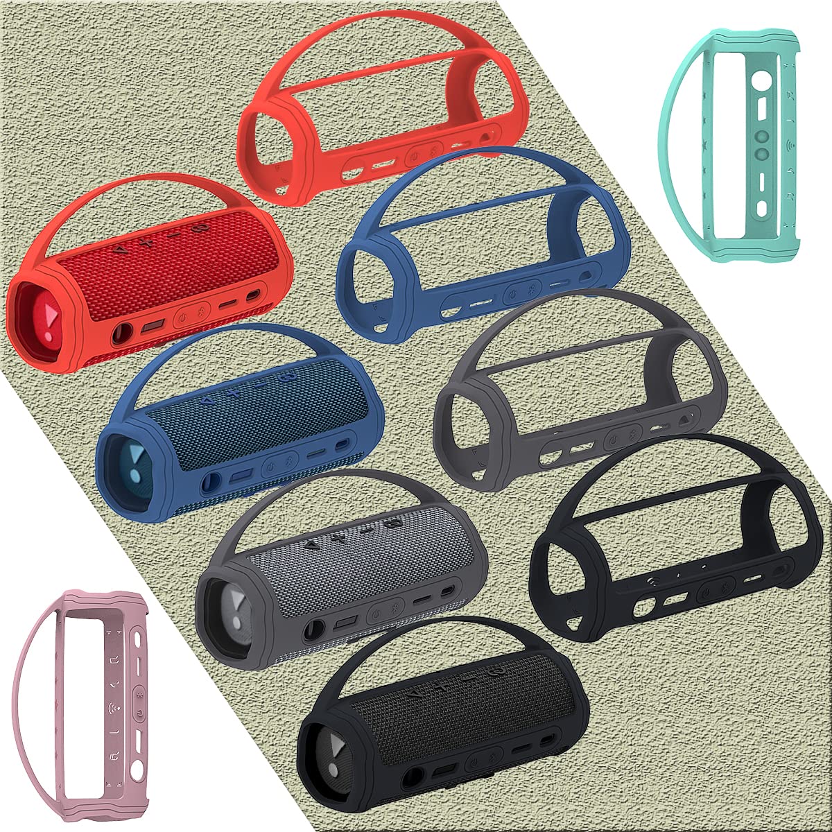 JCHPINE Silicone Cover Case for JBL Flip 6 Portable Bluetooth Speaker Protective Carrying Holder Red Case - View 5 of 6