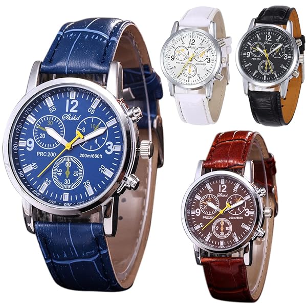 CdyBox CdyBox Wholesale 4 Pack Men Leather Fashion Quartz Wrist Watches Casual Dress Style