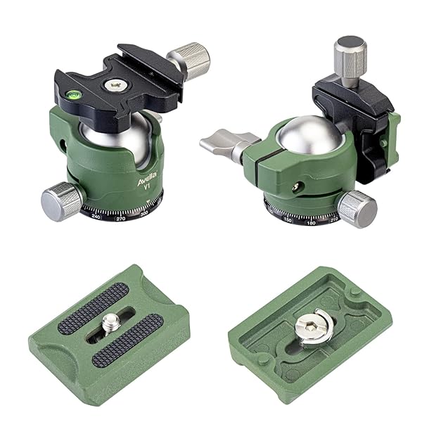 AVELLA Avella V1 DSLR Camera Tripod Ball Head 38MM, 360 Degree Swivel,U-Shaped Groove Design, for Canon Nikon Sony Olympus Panasonic DSLR Camera-Green - View 4 of 10