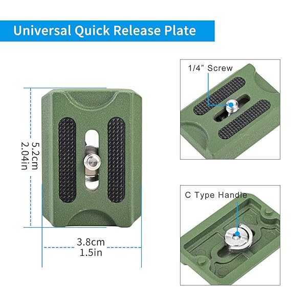 AVELLA Avella V1 DSLR Camera Tripod Ball Head 38MM, 360 Degree Swivel,U-Shaped Groove Design, for Canon Nikon Sony Olympus Panasonic DSLR Camera-Green - View 7 of 10