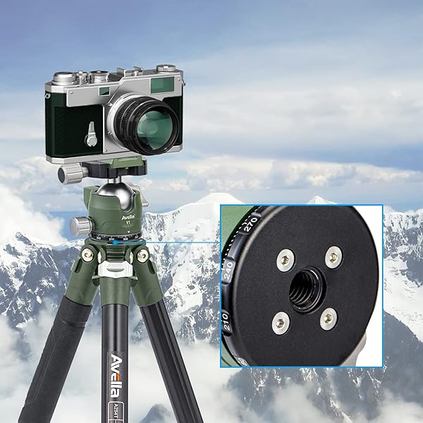 AVELLA Avella V1 DSLR Camera Tripod Ball Head 38MM, 360 Degree Swivel,U-Shaped Groove Design, for Canon Nikon Sony Olympus Panasonic DSLR Camera-Green - View 9 of 10