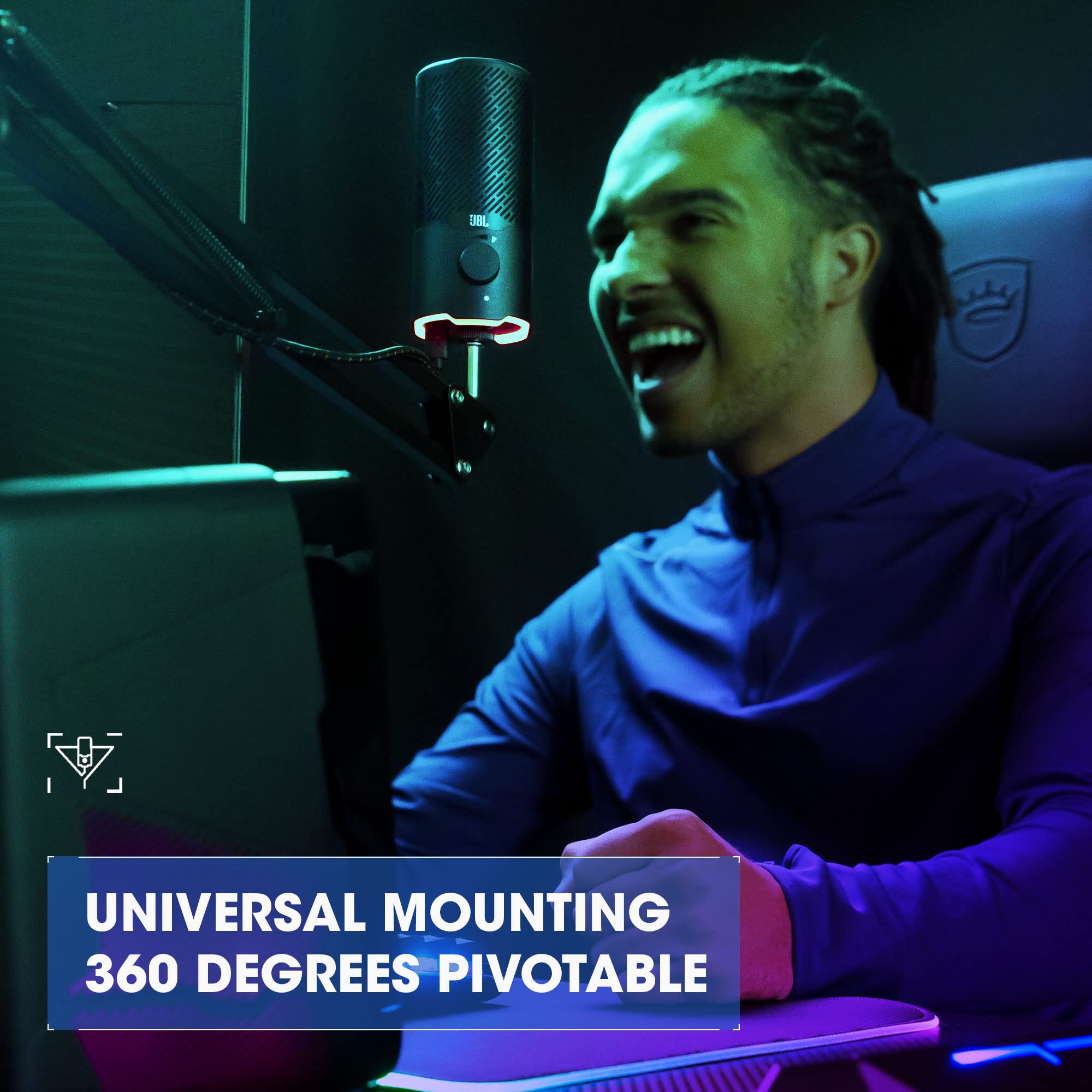 JBL JBL Quantum Stream: Dual pattern premium USB Microphone for Streaming, Recording and Gaming, Voice monitoring with easy volume control, (Black) (Renewed) - View 4 of 8