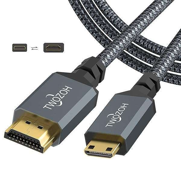 Twozoh Twozoh 25FT Long Mini HDMI to HDMI Cable - High-Speed 4K/60Hz Braided Cord for 3D, 1080p & 720p Support - View 2 of 9