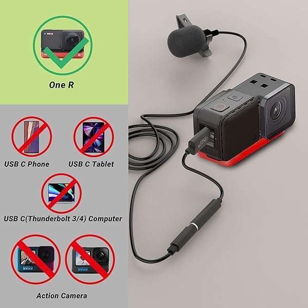 Cubilux Buy Cubilux UCM-RBK2 Microphone Adapter for Insta360 ONE R - USB Type C to TRRS Connector - View 5 of 7